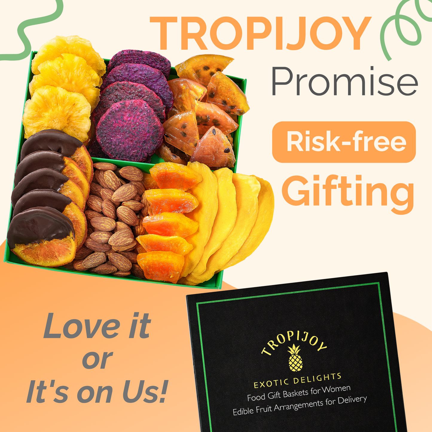 Tropical Dried Fruit & Nut Gift Box featuring Chocolate Orange | 12.5oz | 7 Gourmet Snacks for a Flavorful Escape π