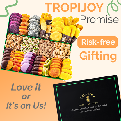 Chocolate Deluxe Dried Fruit & Nut Gift Box  | 37oz | 18 Gourmet Snacks for a Flavorful Escape