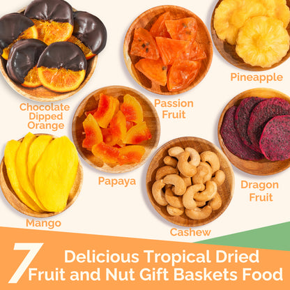 Tropical Dried Fruit & Nut Gift Box featuring Chocolate Orange | 12.5oz | 7 Gourmet Snacks for a Flavorful Escape 🍍