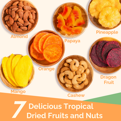 Tropical Dried Fruit & Nut Gift Box | 12.5oz | 7 Gourmet Snacks for a Flavorful Escape