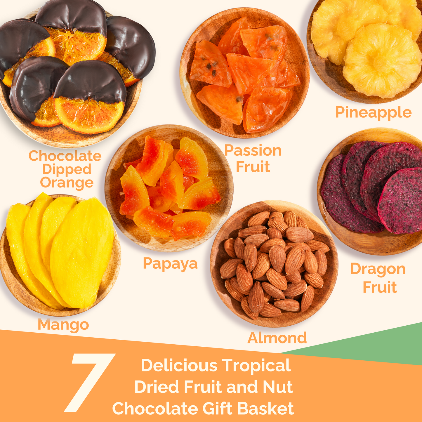 Tropical Dried Fruit & Nut Gift Box featuring Chocolate Orange | 12.5oz | 7 Gourmet Snacks for a Flavorful Escape 🍍