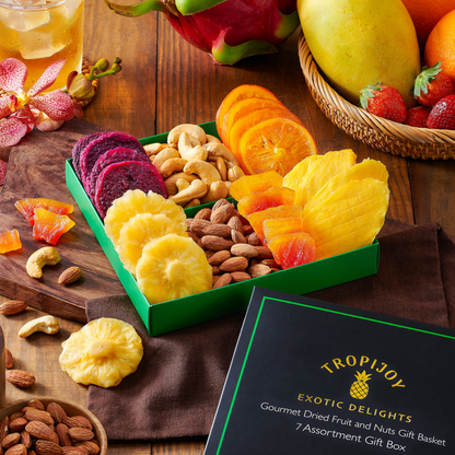 Tropical Dried Fruit & Nut Gift Box | 12.5oz | 7 Gourmet Snacks for a Flavorful Escape