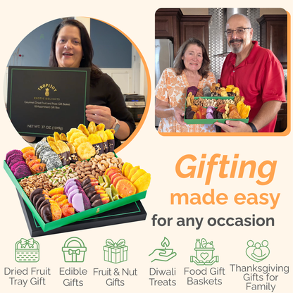 Chocolate Deluxe Dried Fruit & Nut Gift Box  | 37oz | 18 Gourmet Snacks for a Flavorful Escape