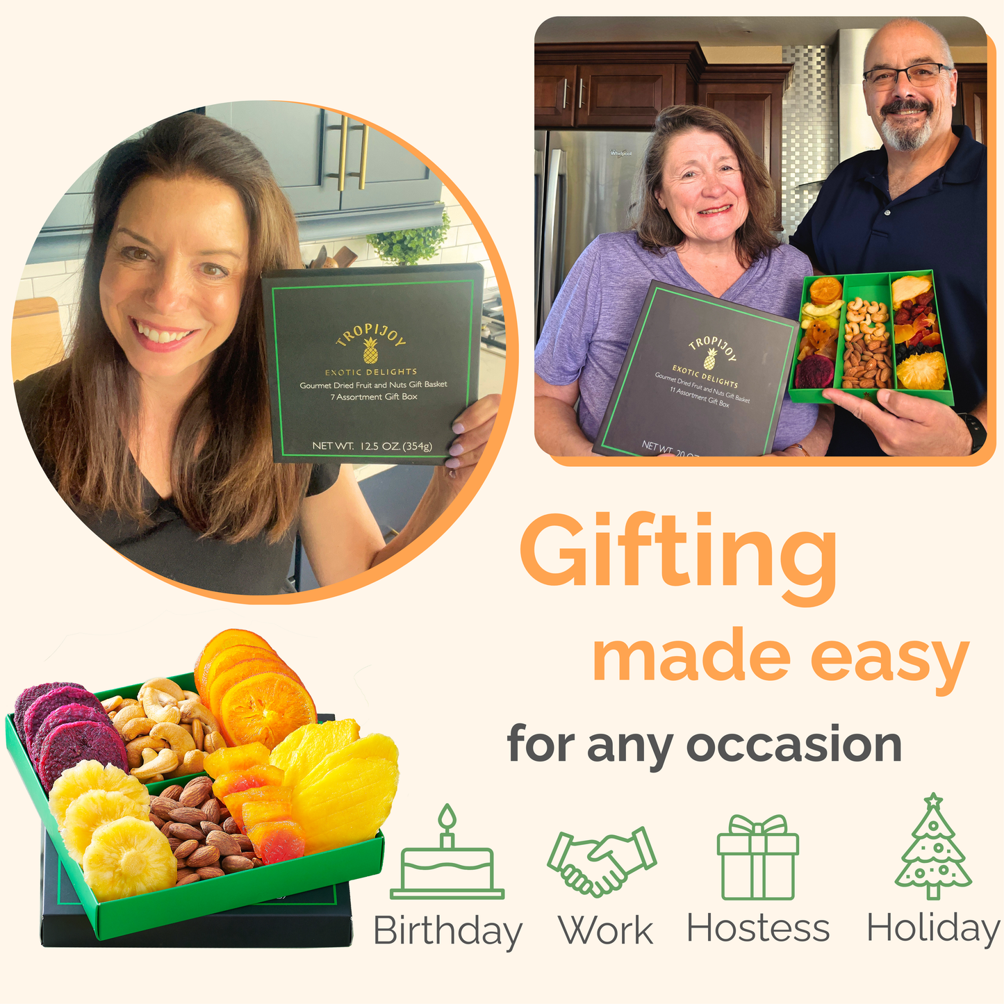 Tropical Dried Fruit & Nut Gift Box | 12.5oz | 7 Gourmet Snacks for a Flavorful Escape