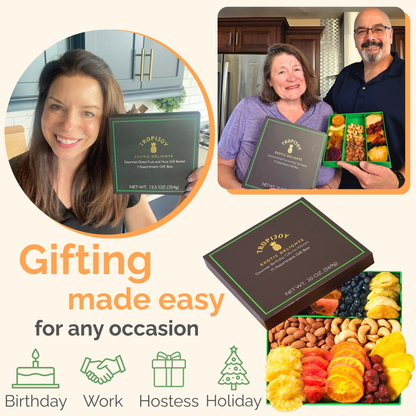 Tropical Dried Fruit & Nut Gift Box | 20oz | 11 Gourmet Snacks for a Flavorful Escape
