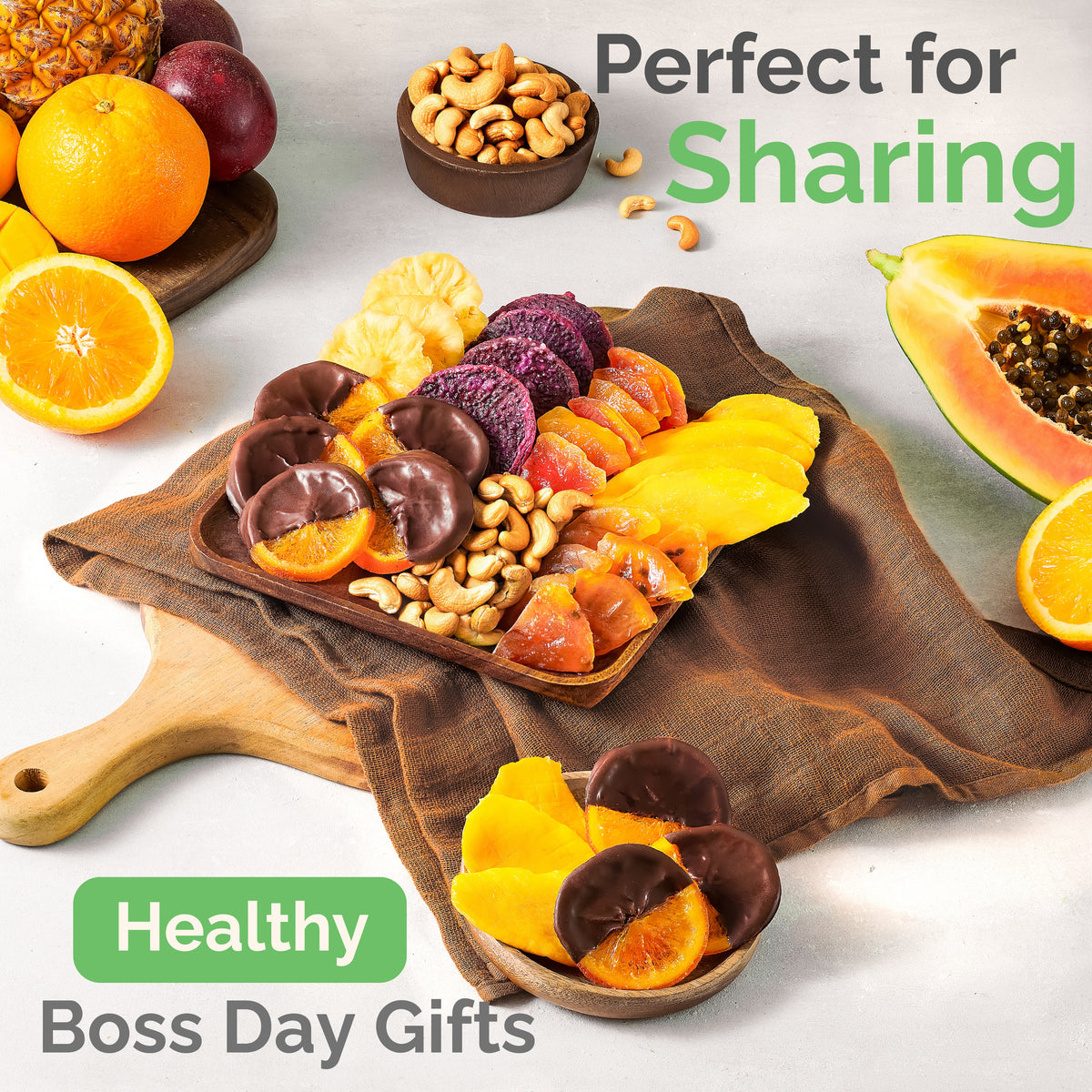Tropical Dried Fruit & Nut Gift Box featuring Chocolate Orange | 12.5oz | 7 Gourmet Snacks for a Flavorful Escape 🍍