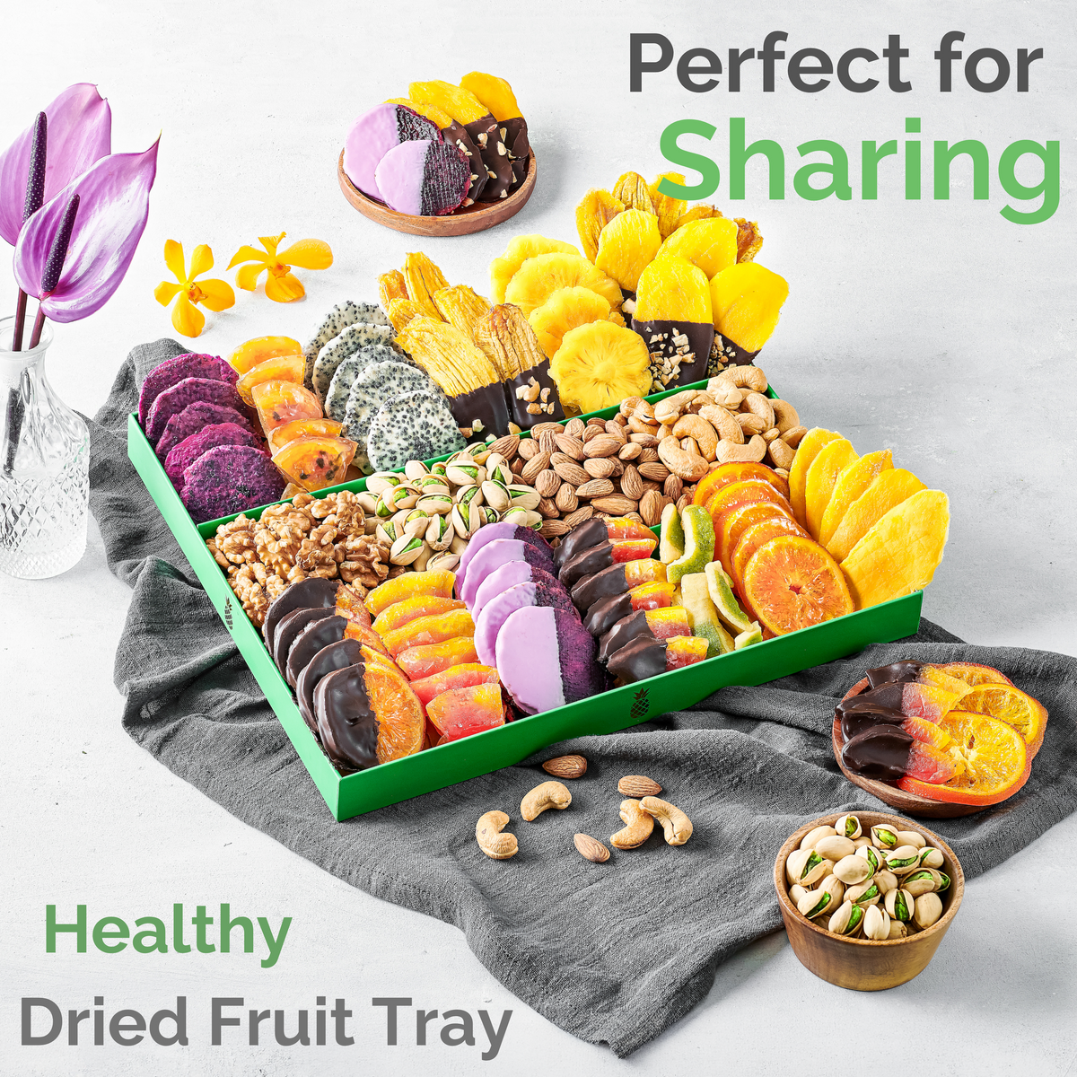 Chocolate Deluxe Dried Fruit & Nut Gift Box  | 37oz | 18 Gourmet Snacks for a Flavorful Escape