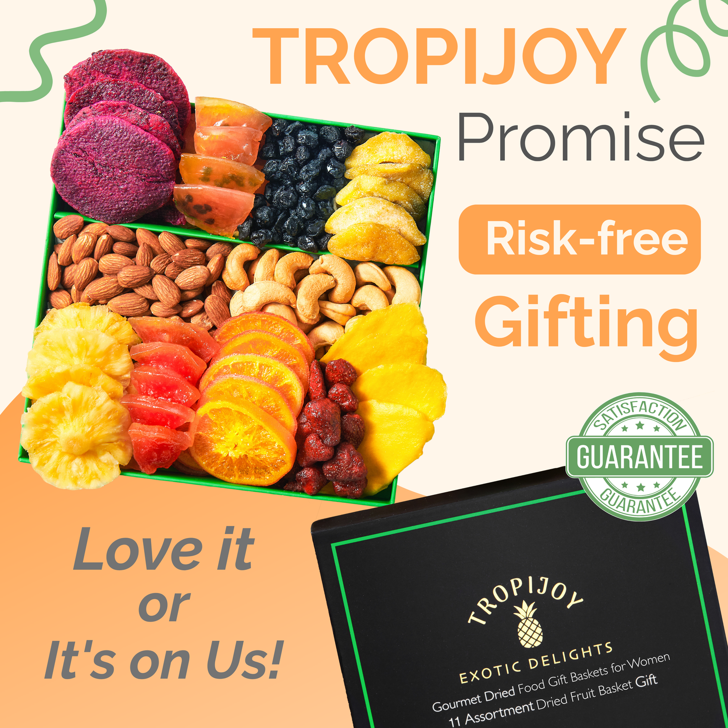 Tropical Dried Fruit & Nut Gift Box | 20oz | 11 Gourmet Snacks for a Flavorful Escape