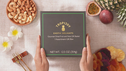 Tropical Dried Fruit & Nut Gift Box | 12.5oz | 7 Gourmet Snacks for a Flavorful Escape
